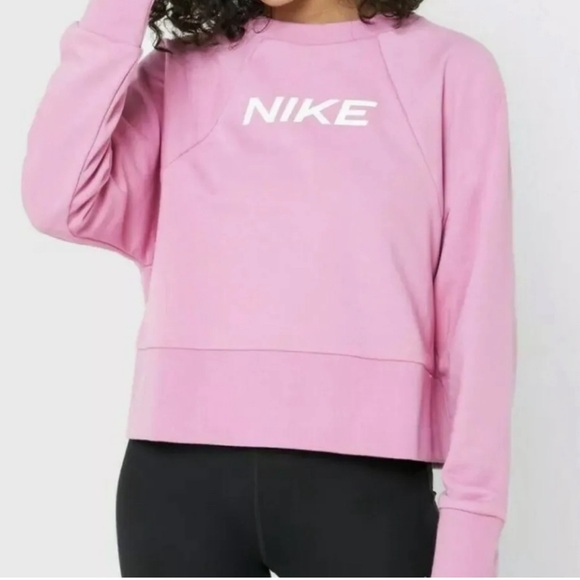 Nike Tops - NWOT Nike Dri-Fit Women’s Graphic Center Logo Training Crewneck Pink Sweatshirt